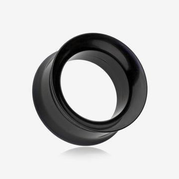 A Pair of Solid UV Smooth Flared Screw-Fit Ear Gauge Tunnel Plug-Black